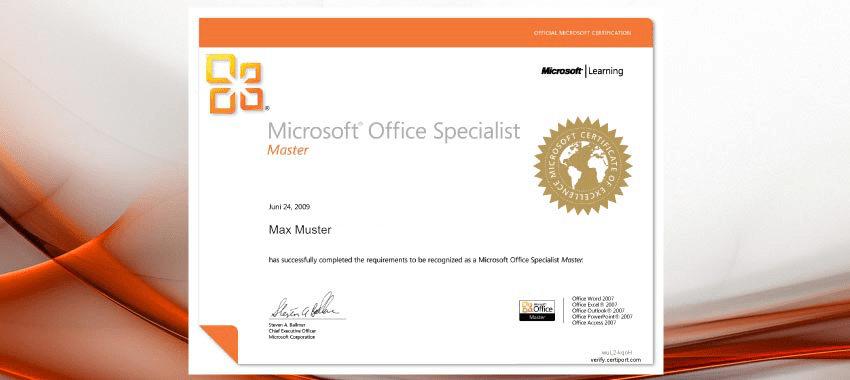 Bild: Microsoft Specialist Zertifikat