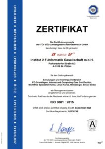 Zertifikat ISO9001:2015 Qualitätsmanagement